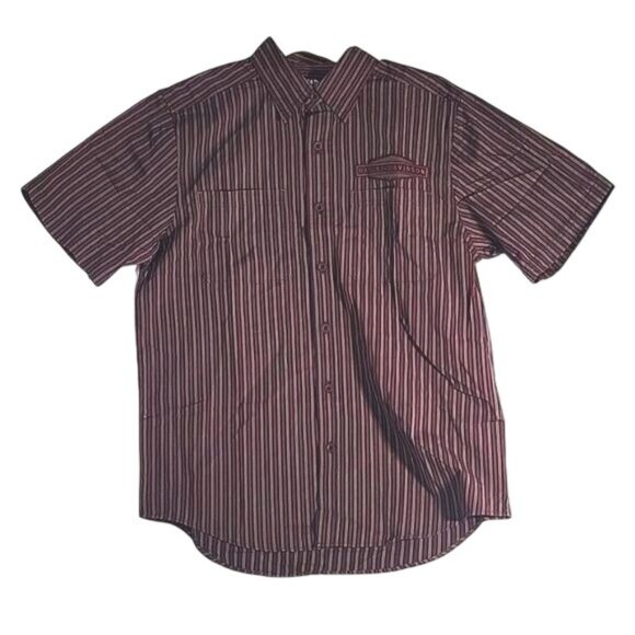 Harley-Davidson Mens Striped Button-Up Short Sleeve Shirt M  Genuine MotorClothe - Picture 1 of 6